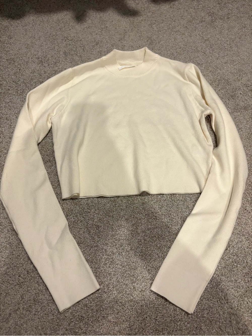Altar'd State Cream Cropped Long Sleeve Crewneck